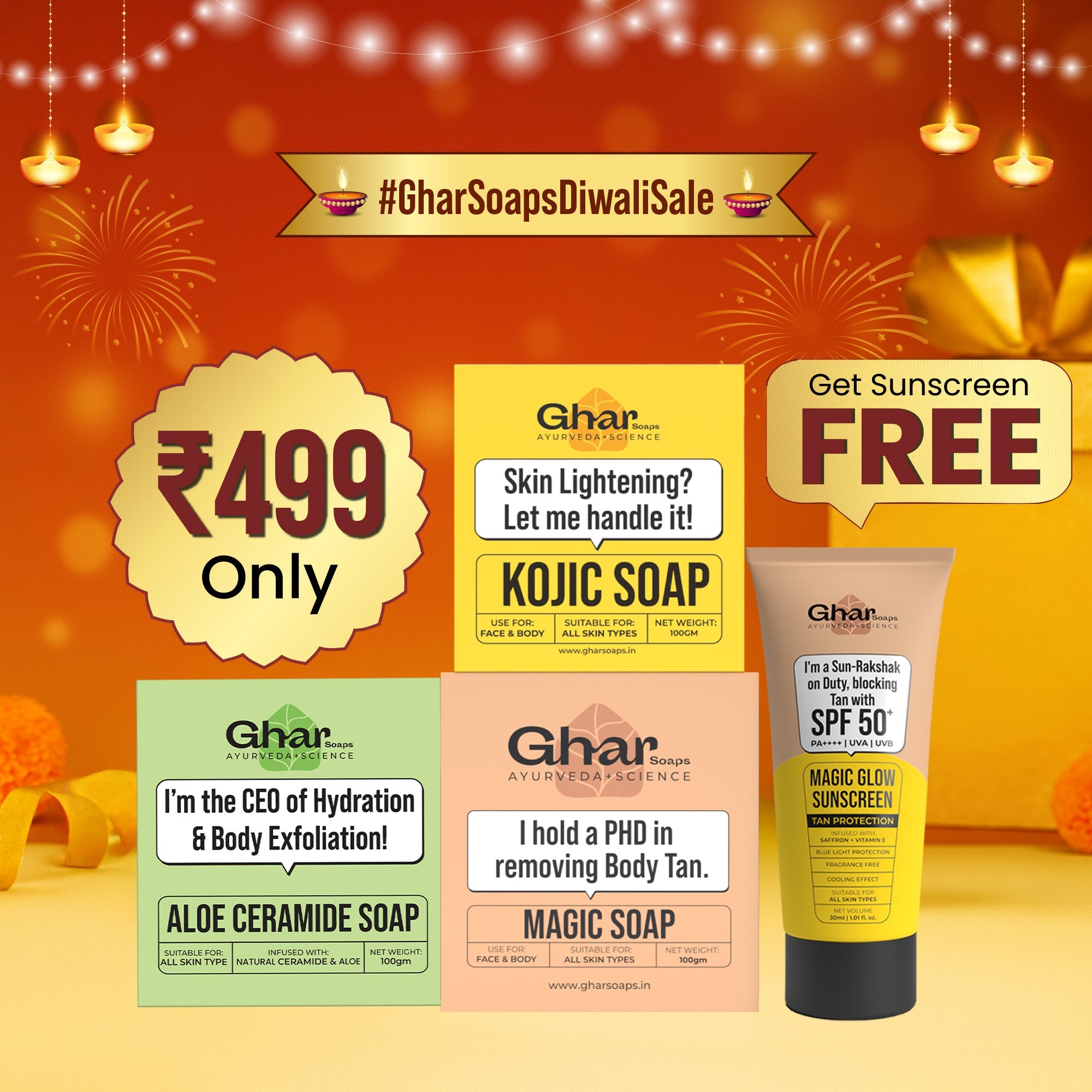Natural Soaps Trio with Free Magic Sunscreen