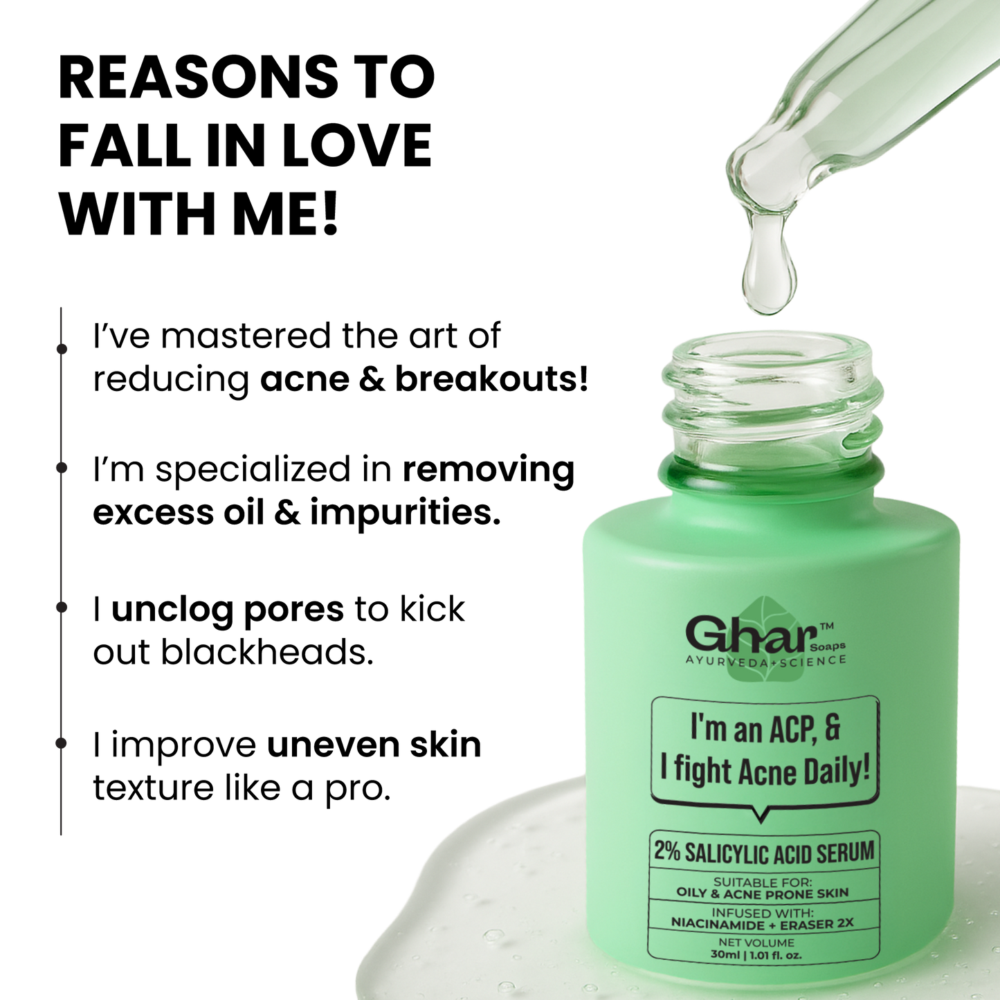 salicylic acid serum with eraser 2x, To Reduce Acne, Pimples